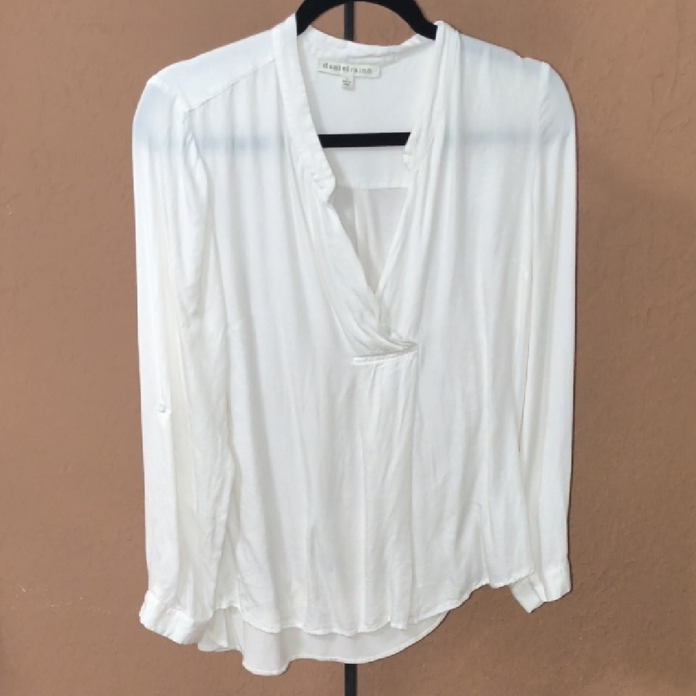 Daniel Rainn White Blouse with  Mandarin Collar